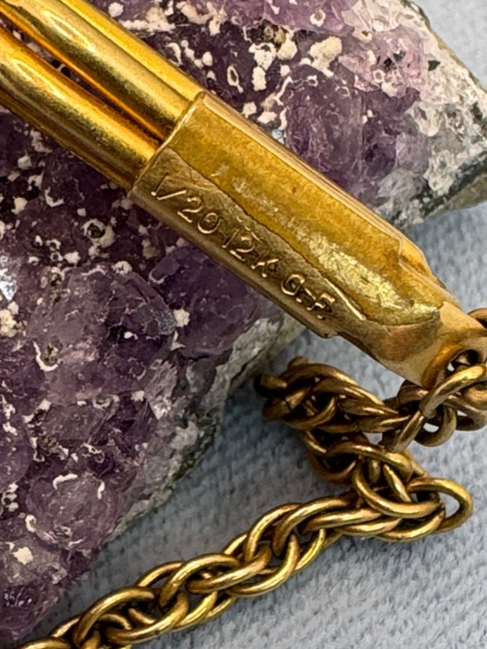 Vintage 1/20 12k GF Gold-Tone Tie Clip with Chain - Picture 3 of 4